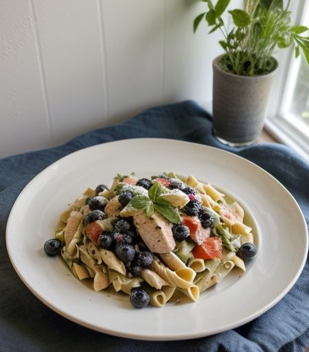 Chicken-Pasta Sald With Blueberries recipe image