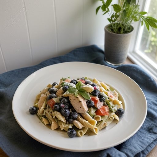 Chicken-Pasta Sald With Blueberries recipe image