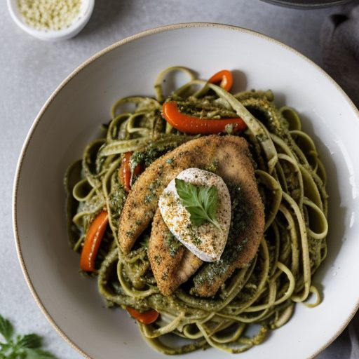 Chicken Pesto Vegetable Stir-Fry With Fettuci recipe image