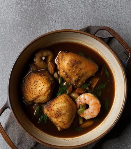 Chicken & Shrimp in Red Wine Sauce recipe image