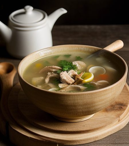 Chicken Soup With Lemon and Ginger (Kai Tom Khing recipe image