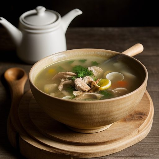 Chicken Soup With Lemon and Ginger (Kai Tom Khing recipe image
