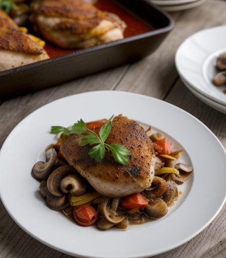 Chicken W/ Tomatoes/Onions/Mushrooms(pollo Alla Marengo recipe image