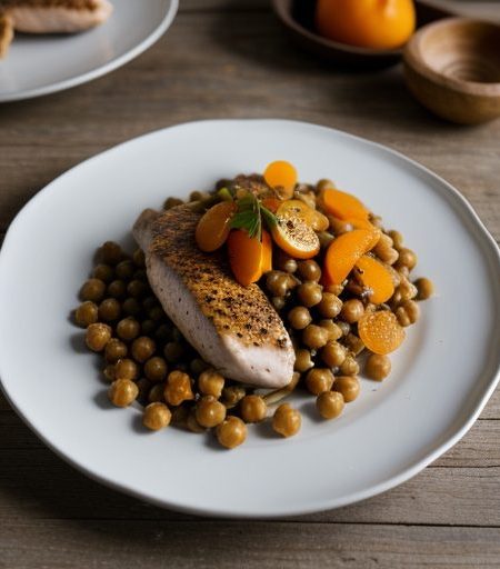 Chicken With Chic Peas & Apricots. recipe image
