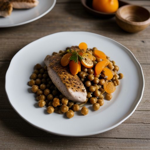 Chicken With Chic Peas & Apricots. recipe image