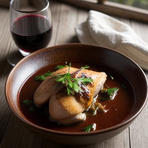 Chicken With Onions & Red Wine Sauce(poulet recipe image