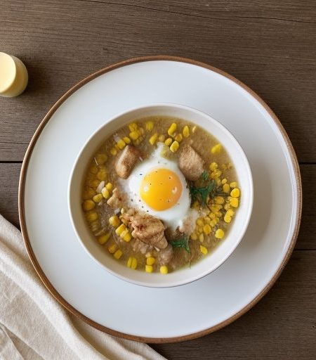 Chicken and Corn Stew With Corn Wafers recipe image
