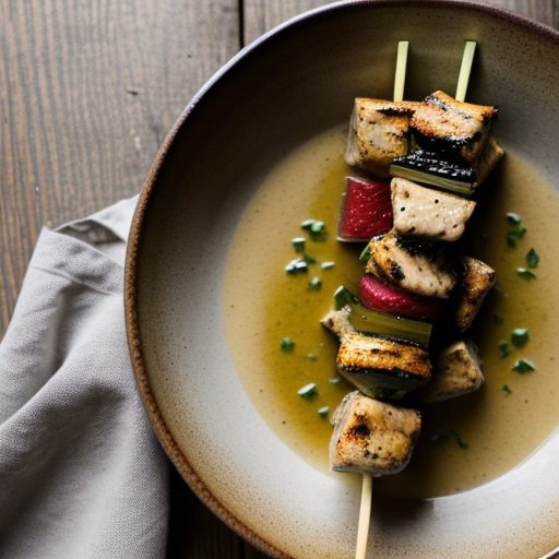 Chicken and Fruit Kabobs With Mustard-Leek Sauce recipe image