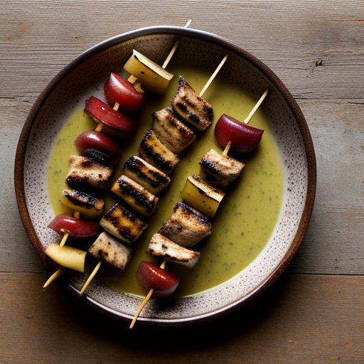 Chicken and Fruit Kabobs With Mustard-Leek Sauce recipe image