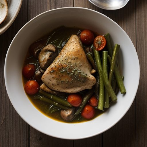Chicken and Vegetables in Tomato-Wine Sauce - Bon Appetit recipe image