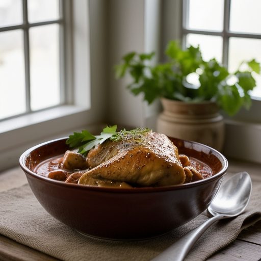 Chicken in Wine & Tomato Sauce (Poulet Mare recipe image