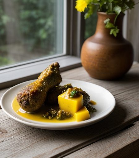 Chickenlegs With Mango Chutney & Carott-Rice recipe image