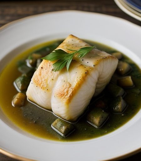 Chilean Sea Bass With Garlic~ Basil & Veget recipe image