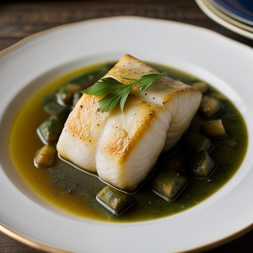 Chilean Sea Bass With Garlic~ Basil & Veget recipe image
