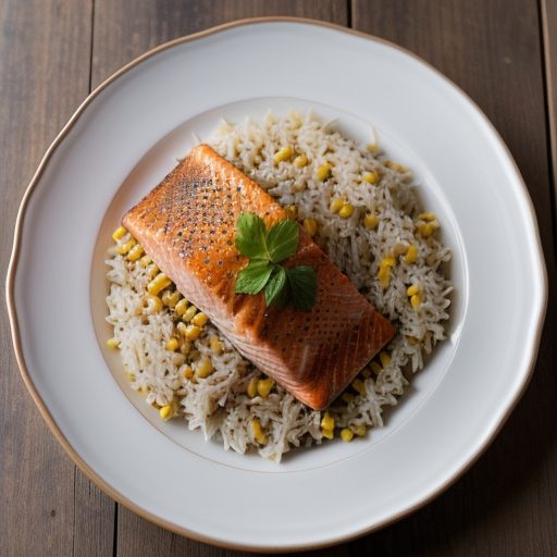 Chili Buttered Salmon Over Vegetable Rice recipe image