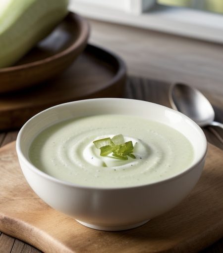 Chilled Cream of Cucumber and Celery Soup recipe image