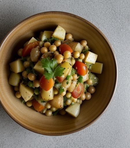 Chilled Garbanzo and Potato Salad With Onion and Garlic recipe image