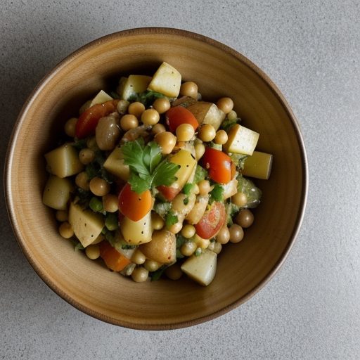 Chilled Garbanzo and Potato Salad With Onion and Garlic recipe image