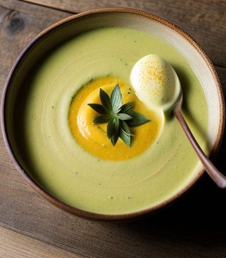 Chilled Yellow Tomato Soup With Avocado recipe image