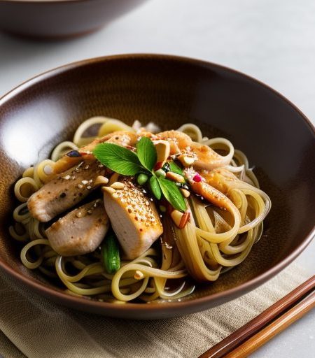 Chinese: Spicy Cold Noodles With Chicken recipe image