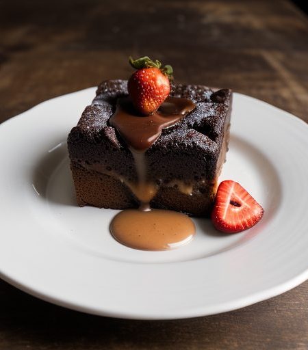 Chocolate Bread Pudding With Strawberry Sauce recipe image