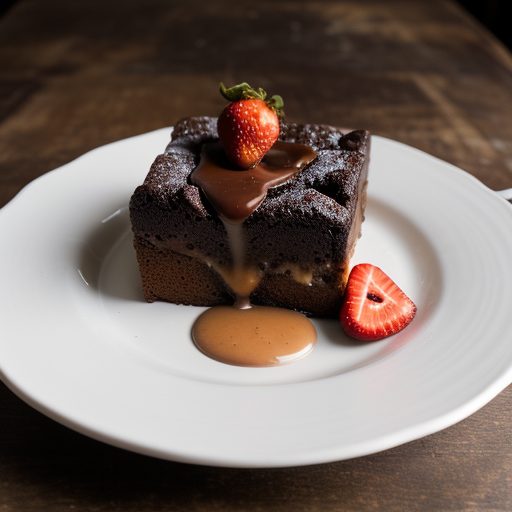 Chocolate Bread Pudding With Strawberry Sauce recipe image
