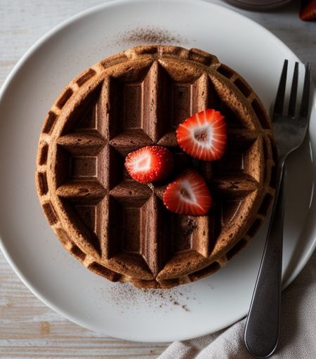 Chocolate Buttermilk Waffles W/Strawberries recipe image