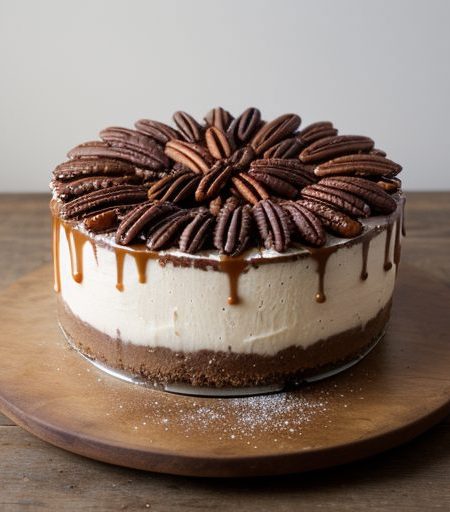 Chocolate Caramel Pecan Cheesecake recipe image