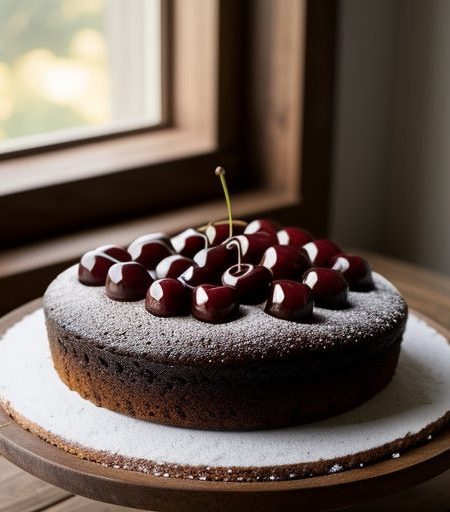 Chocolate Cherry Upside Cake recipe image