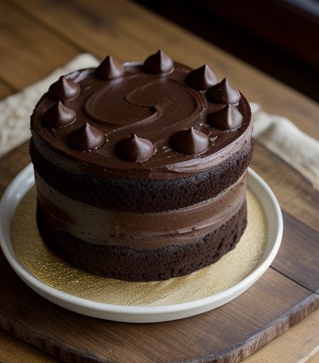 Chocolate-Chocolate-Chocolate-Chip Fudge Cake recipe image