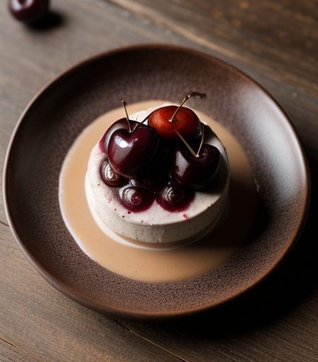 Chocolate Farina Pudding With Cherries recipe image