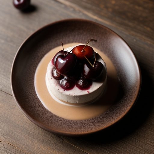 Chocolate Farina Pudding With Cherries recipe image