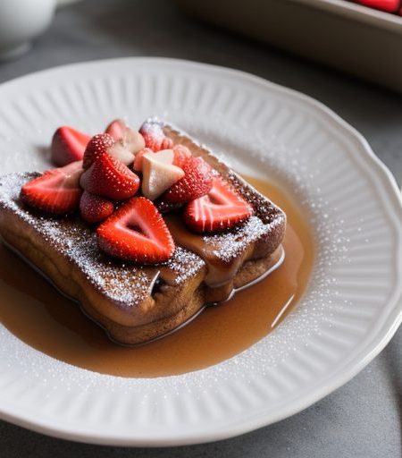 Chocolate French Toast With Strawberry Syrup recipe image