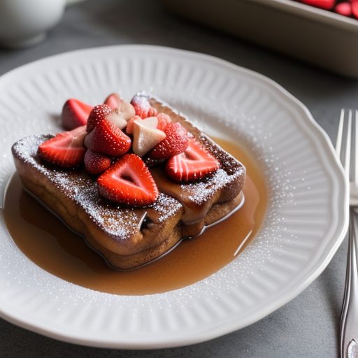 Chocolate French Toast With Strawberry Syrup recipe image