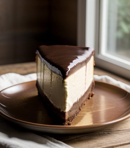 Chocolate-Glazed Cheesecake With Violets - Country Living recipe image
