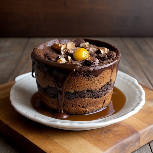 Chocolate Hazelnut Bread Pudding With Chocolate Sauce recipe image