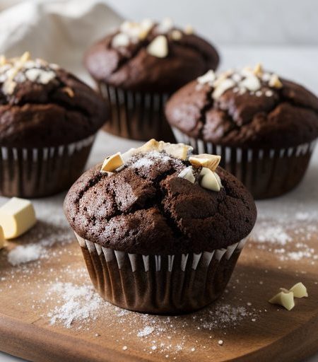 Chocolate Muffins With White Chocolate Chunks recipe image