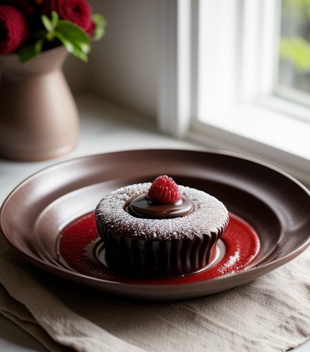 Chocolate Pasta Tendrils With Raspberry Sauce recipe image