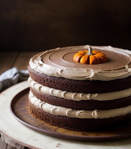 Chocolate-Pumpkin Layer Cake With Brown-Sugar Frosting recipe image