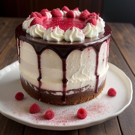 Chocolate Swirl Cheesecake With Raspberry Topping recipe image