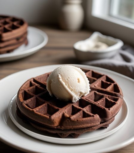 Chocolate Waffles With Ice Cream recipe image