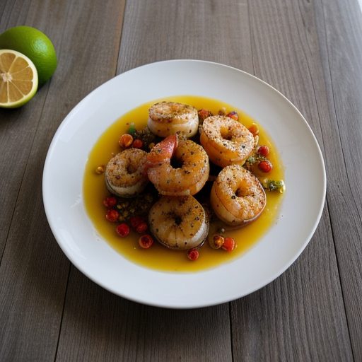 Citrus Crusted Shrimp With Ginger Starfruit & Rum recipe image