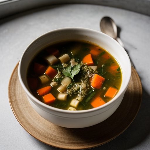 Classic Minestrone Soup Con Pesto Alla Genove recipe image