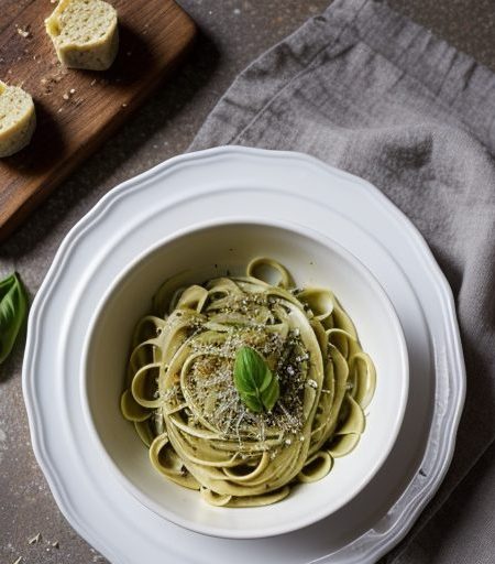 Classical Pesto With Fettuccine recipe image