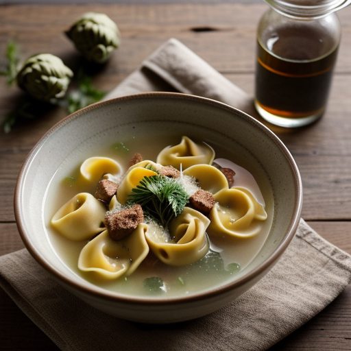 Clear Soup With Tortellini and Artichokes recipe image