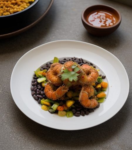 Coconut Shrimp W Star Fruit, Black Bean Salsa & Passion recipe image