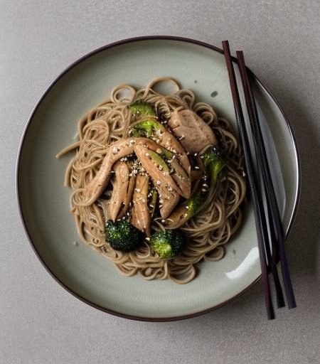 Cold Sesame Noodles With Chicken & Broccoli recipe image