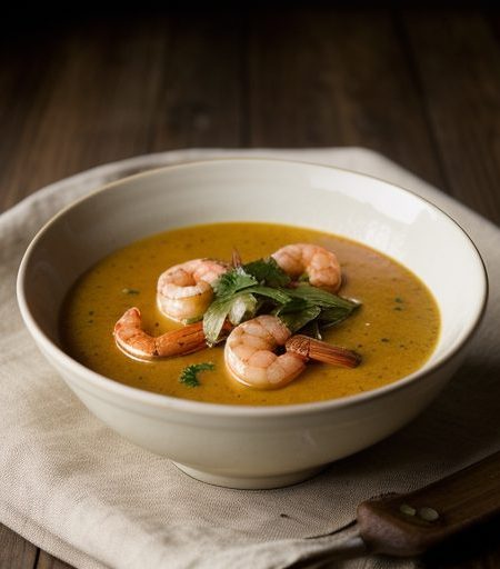 Cold Shrimp Bisque With a Smoked Shrimp Relish recipe image