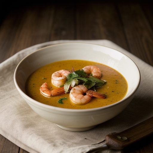 Cold Shrimp Bisque With a Smoked Shrimp Relish recipe image