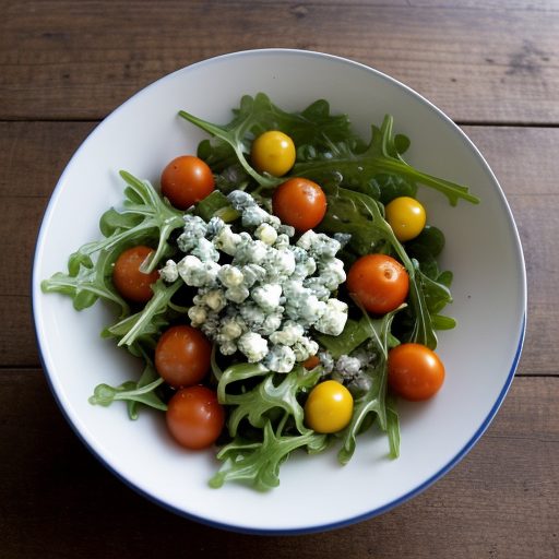 Corn Cherry Tomato Arugula and Blue Cheese Salad - Bon Ap recipe image